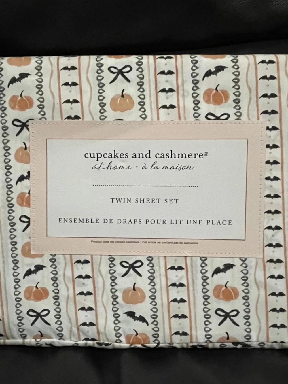 Halloween Cupcakes and Cashmere Pumpkin Party Striped Twin Sheet Set